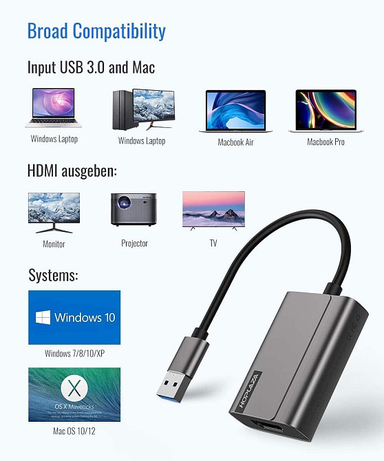 Адаптер Hoplaza USB 3.0 на hdmi Луцьк - фото 2