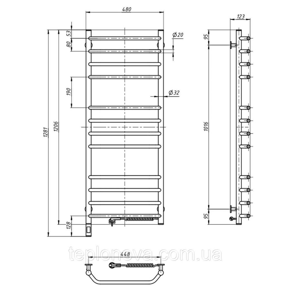 Полотенцесушитель Блюз 480х1200 Sensor правый с таймером Черновцы - изображение 4