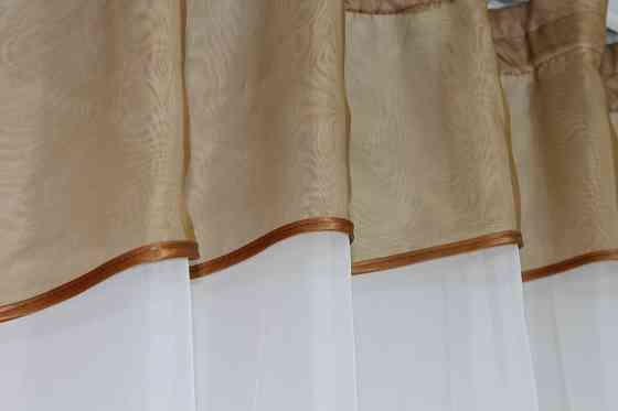 Кухонная занавеска VR-Textil № 047к коричневый с молочным 280х170 см (59-010) Киев