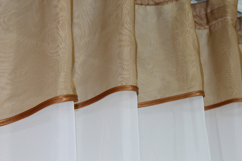 Кухонна фіранка VR-Textil № 047к коричневий з молочним 280х170 см (59-010) Київ - фото 3