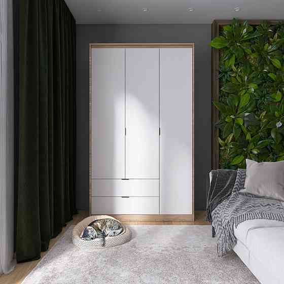 Шкаф распашной для одежды с выдвижными ящиками (полки - штанга) Эверест Сити-1200 120,2х50х204,6 см Дуб сонома/Белый (DTM-071124) Львов