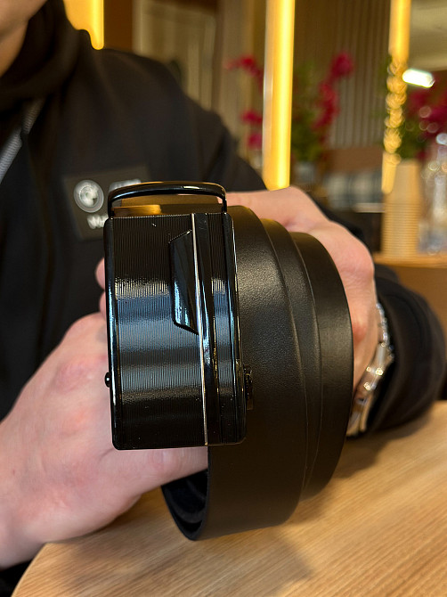 Чоловічий шкіряний ремінь із пряжкою автомат 4978 Київ - фото 7