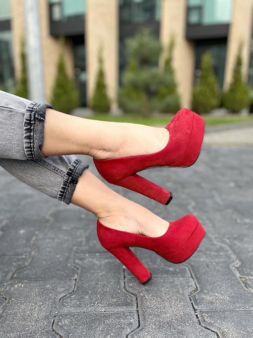 Туфлі жіночі STILLETA червоні еко-замша каблук 12см (A115-9321-21) Коломия - фото 5