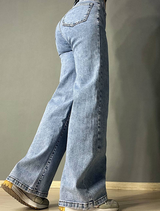Джинсы женские Meecaloo 6010 palazzo jeans comfort облегченные палаццо широкие голубые, голубой, 28, Одесса - изображение 2