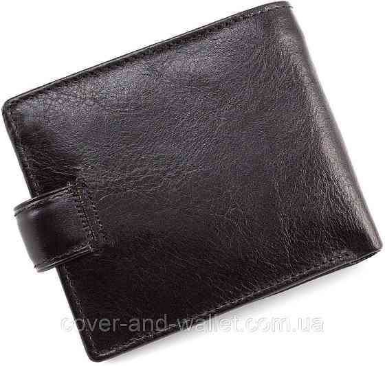 Мужской классический кошелек из черной гладкой кожи ST Leather Киев