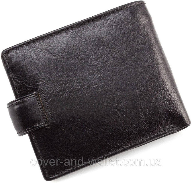 Мужской классический кошелек из черной гладкой кожи ST Leather Киев - изображение 2