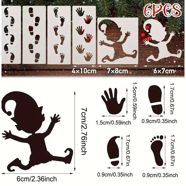 Набор трафаретов «Рождественский гном» со следами – 6 шт Киев - изображение 2