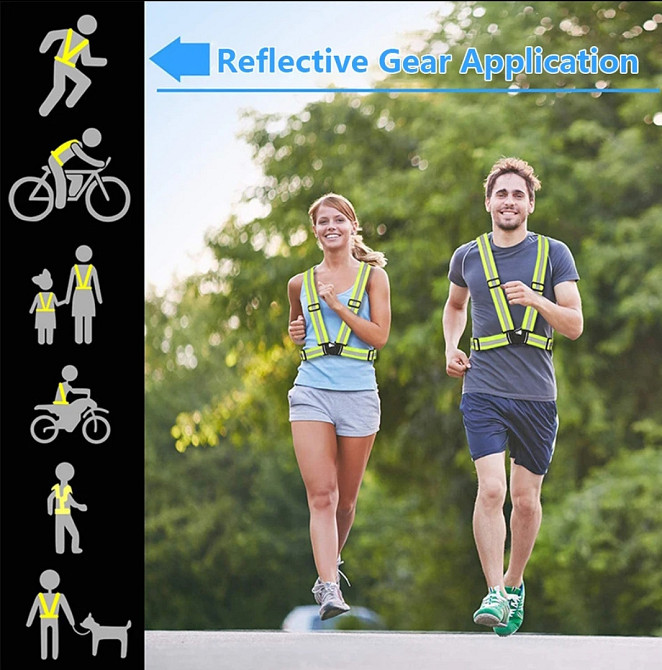 Светоотражающий регулируемый ремень для детей и взрослых с 145 до 200 см салатовый Киев - изображение 5