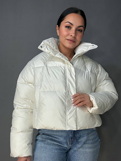Куртка женская Lady Yep 30083 пуффер короткая глянцевая молочная, молочний, M Киев - изображение 14