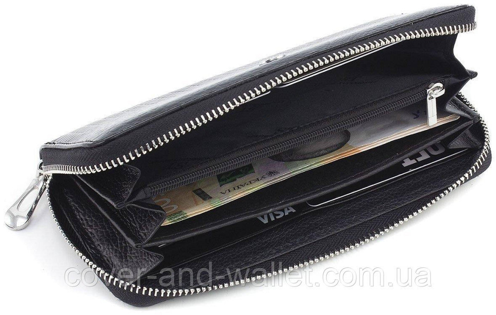 Жіночий шкіряний лаковий гаманець на блискавці з ремінцем для руки ST S4001A Київ - фото 5