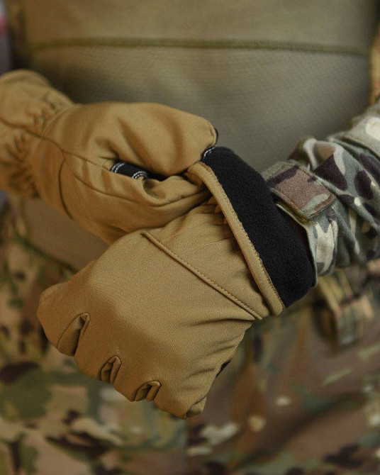 Рукавички софтшел на хутрі койот ВТ4766 Одесса - изображение 4