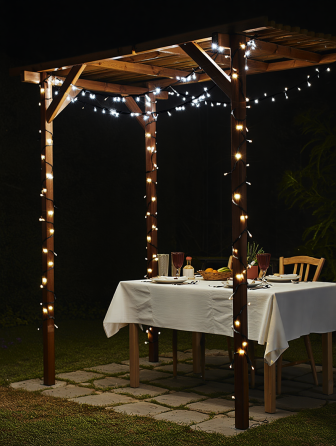 Garlando Новорічна гірлянда вулична 30 м 300 LED з сонячною батареєю чорний провід Білий SB300L Коломыя