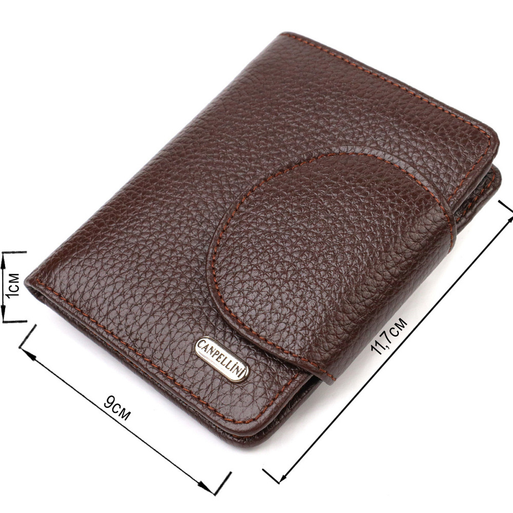 Практичне жіноче портмоне середнього розміру з натуральної шкіри CANPELLINI 21808 Коричневе Київ - фото 8