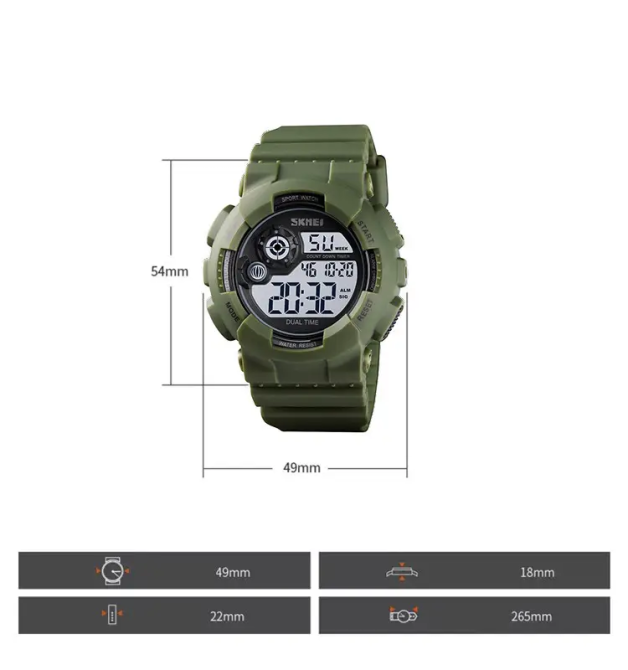 Мужские наручные спортивные часы Skmei 1583 Зеленый с белым Винница - изображение 11