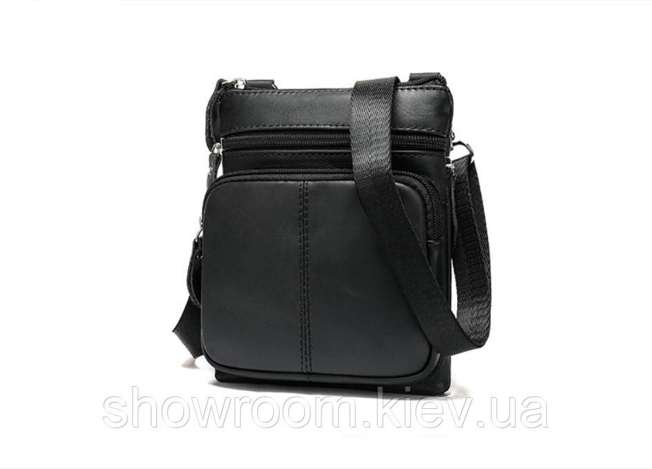 Маленькая мужская кожаная сумка Leather Collection (5042) black Киев - изображение 1