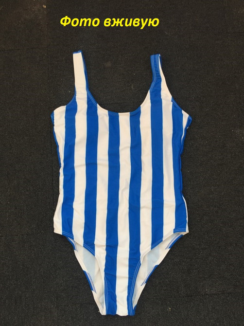 Купальник в полоску суцільний блакитно-білий Київ - фото 2