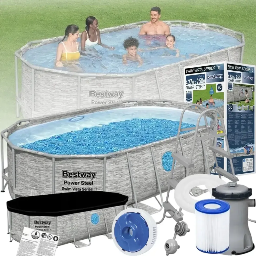 Семейный овальный каркасный бассейн Bestway 56716 549х274х122 см с фильтром и лестницей на 13420 л Коломия - фото 5