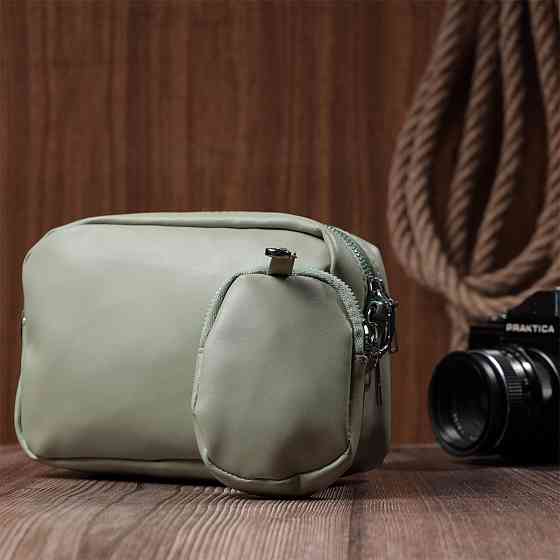 Стильна жіноча сумка крос-боді з монетницею з екошкіри Vintage 22797 Фісташковий Київ