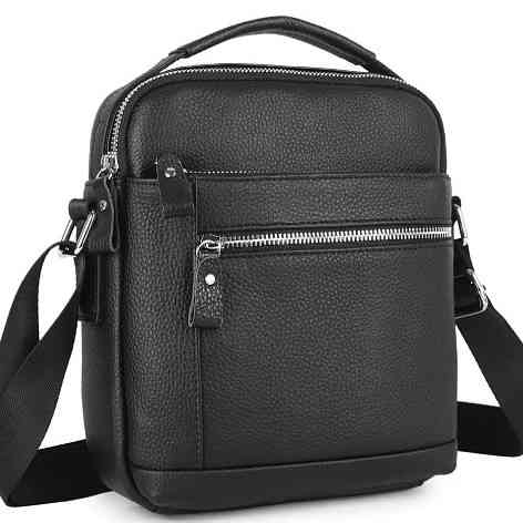 Кожаная мужская сумка-барсетка через плечо с ручкой черная Tiding Bag 78465 Каменское