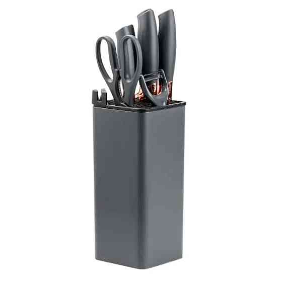 TS Kitchen Набір кухонних ножів 5 штук з ножицями та овочечисткою 33/23.5/24.5/19.5 см Чорний Коломия