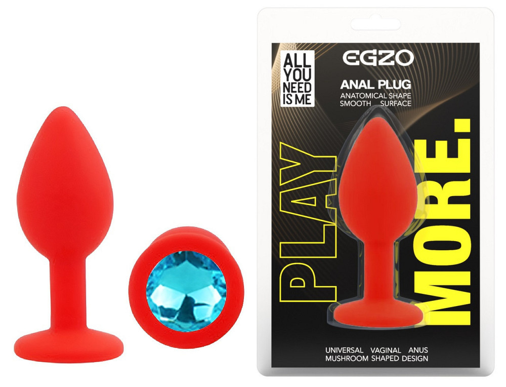 Силіконова анальна пробка EGZO - Silicone Red Round Plug Aqua, size S Sex Aura Київ - фото 1