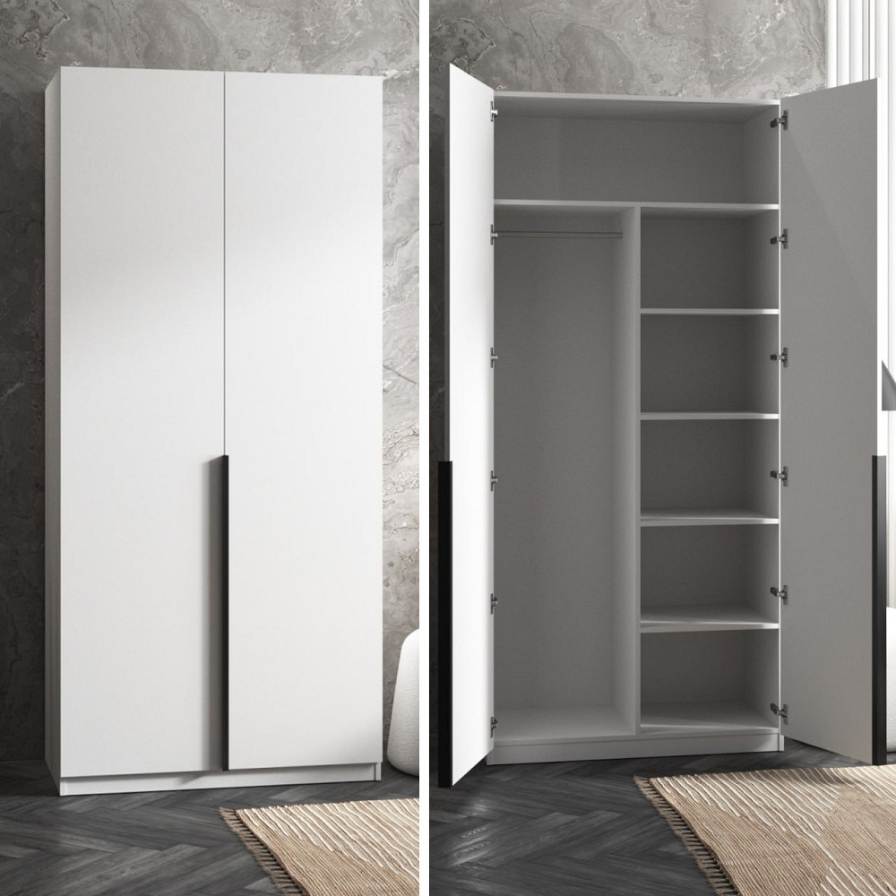 Шкаф для одежды VAYS M-27, со штангой и полками, ЛДСП, 100×50×220 см - для спальни, гостиной, прихожей Львов - изображение 2