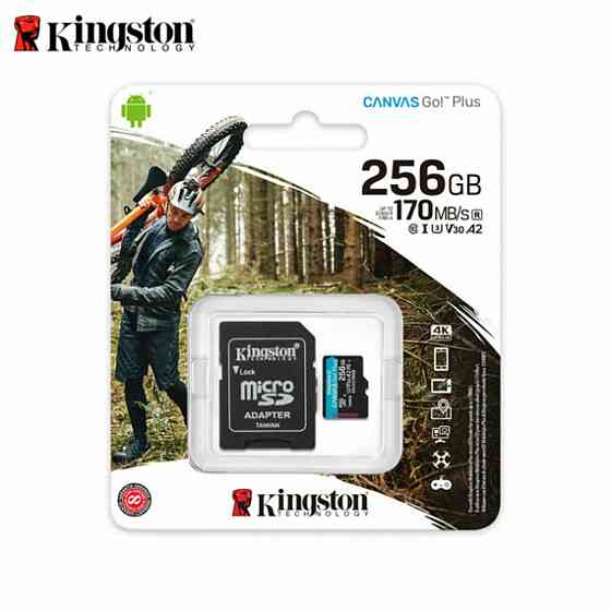 microSDXC (UHS-1 U3) Kingston Canvas Go Plus 256Gb class 10 A2 V30 (R170MB/s, W90MB/s) Киев