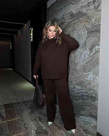 Женский базовый теплый костюм батал двойка машинная вязка с добавлением ангоры Одесса