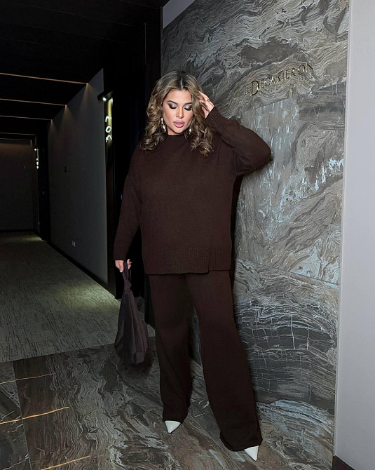 Жіночий базовий теплий костюм батал двійка машинна в'язка з додаванням ангори Одеса - фото 1