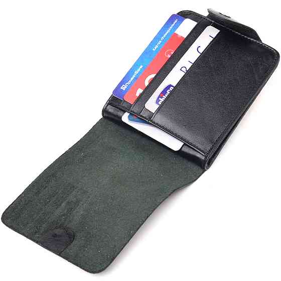 Вместительное мужское портмоне в два сложения из натуральной гладкой кожи CANPELLINI 21573 Черное Киев