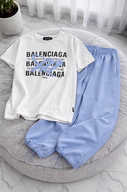 Стильний жіночий, зручний костюм двонитка пеньє + кулір Блакитний, 44 Одеса - фото 2