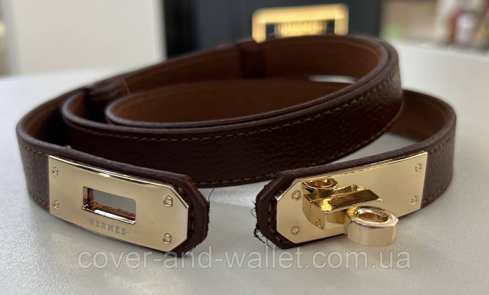 Стильный тонкий женский ремень в коричневом цвете в стиле Hermes 20 мм Puos Киев - изображение 13