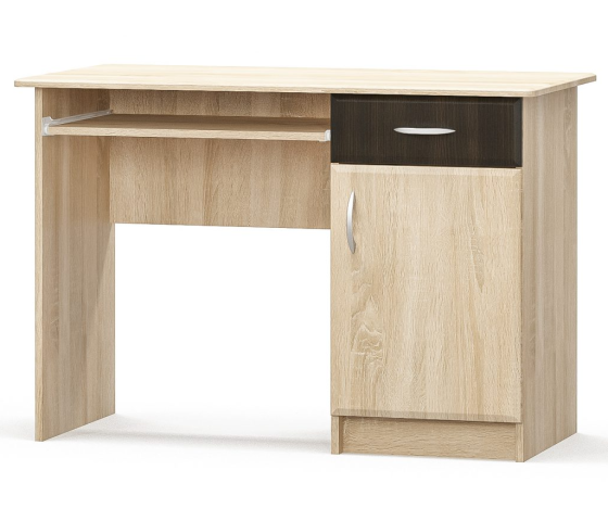 Стіл письмовий 1-тумбовий, 110х50 см, Меблі Сервіс, Дуб самоа/Венге темний Львів