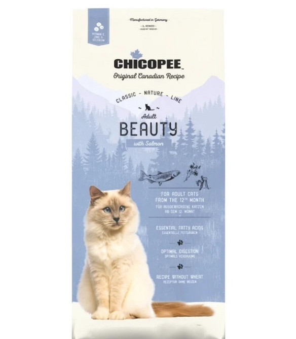 Сухой корм для кошек Chicopee Classic Nature Line Cat Adult Beauty Salmon 1,5 кг, рыба Луцк - изображение 1