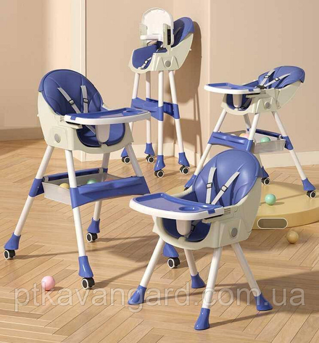 Дитячий стільчик для годування Toti FR- 20516 (знімний столик, опускна спинка) синій Хмельницький - фото 2