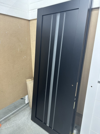 Двері екокошпон, Полотно, серія TETRA, Модель Т-03 (Сатин) Колір: Чорний матовий  (НОВИНКА) Київ