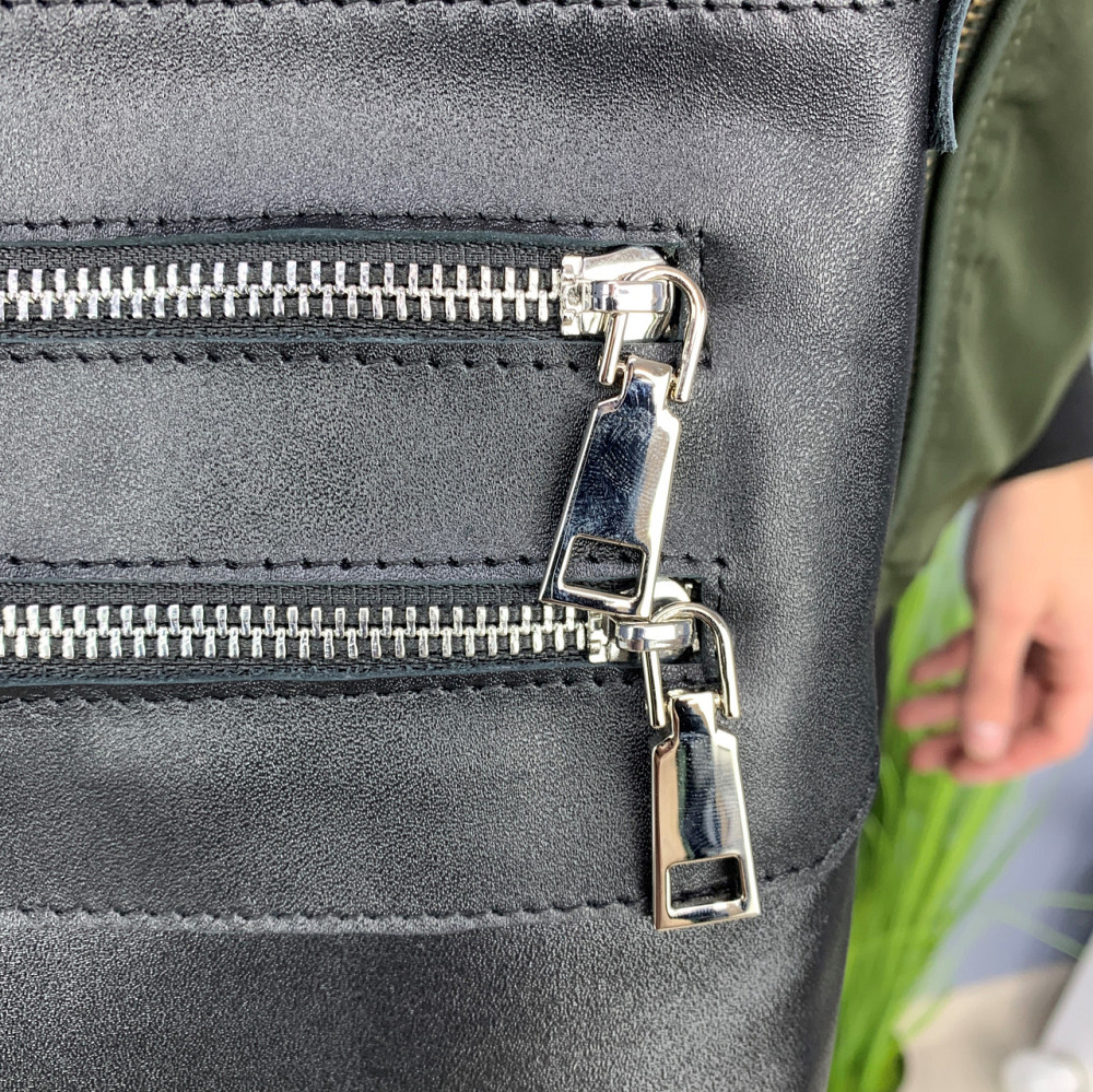 Мужская сумка наплечная из натуральной кожи стильная, чернаяMasterSem Киев - изображение 10