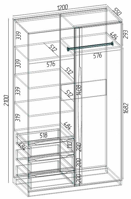 Шкаф Дельта 1, Самоа Димчастий, 1200х550х2100 Львов - изображение 6