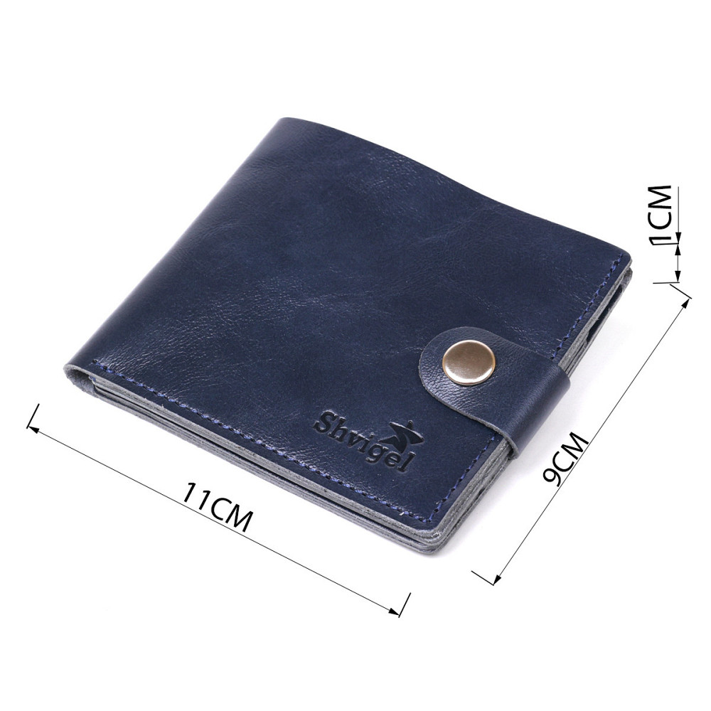 Компактное кожаное портмоне для мужчин Shvigel 16465 Синий Киев - изображение 8