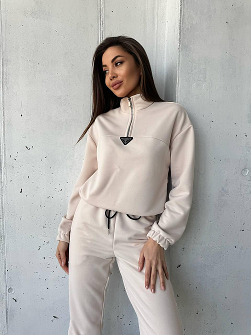 Жіночий повсякденний костюм-двійка: кофта та штани двохнитка-петля Беж, 42 Одеса - фото 8