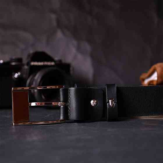 Классический пояс под брюки для мужчин из натуральной кожи GRANDE PELLE 11688 Черный Киев