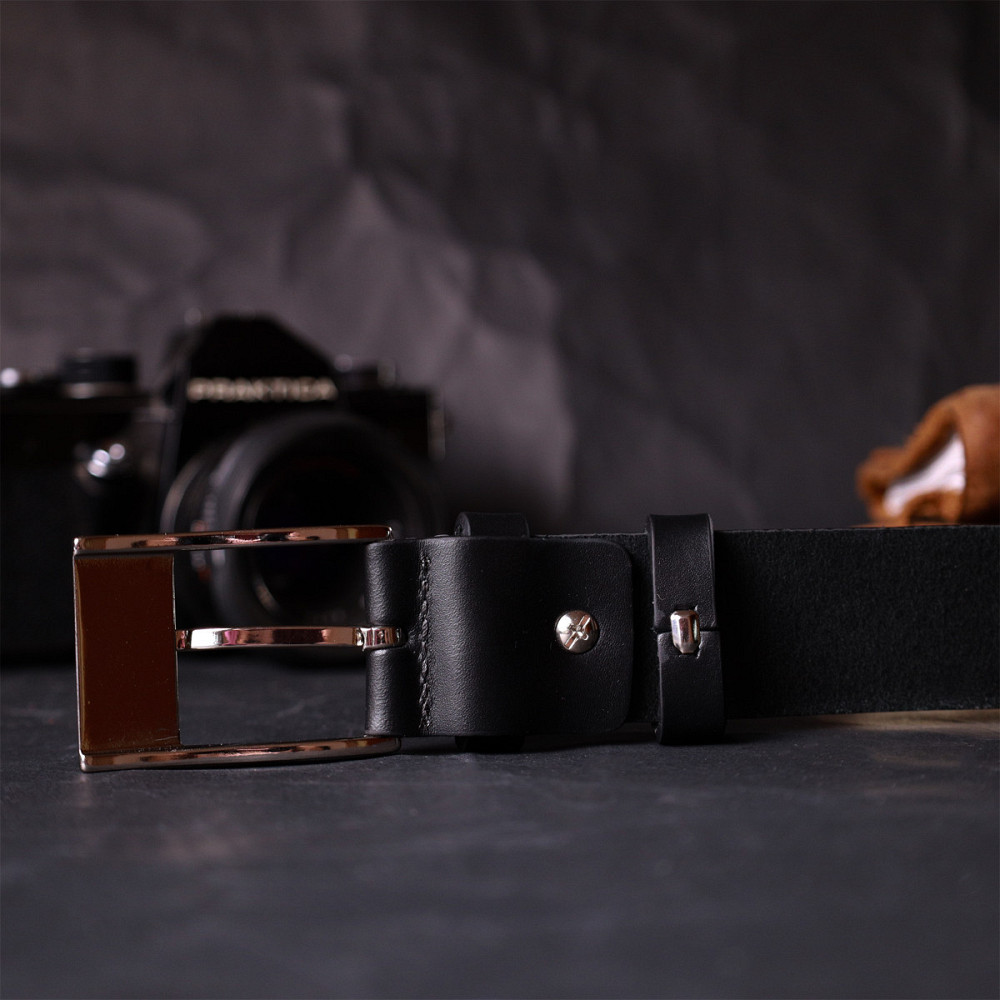 Класичний пояс під штани для чоловіків із натуральної шкіри GRANDE PELLE 11688 Чорний Київ - фото 2