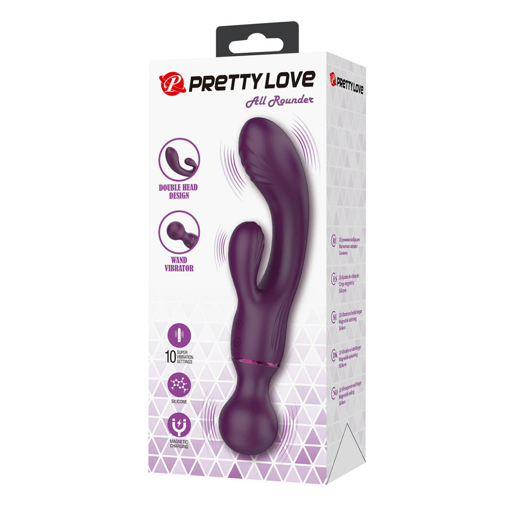 Вібратор-кролик PRETTY LOVE All Rounder Dual-Action, силікон, фіолетовий, подвійна стимуляція Sex Aura Київ - фото 2