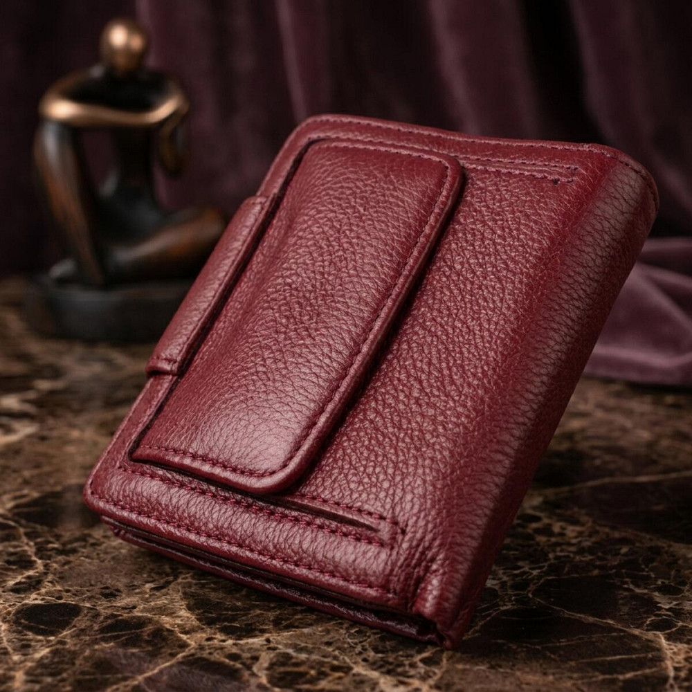 Жіночий гаманець вертикального типу із натуральної шкіри ST Leather 22452 Бордовий Київ - фото 14