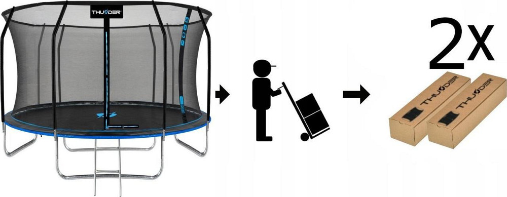 Батут THUNDER INSIDE ELITE з внутрішньою сіткою 12 футів 374 см чорно-блакитний Київ - фото 9
