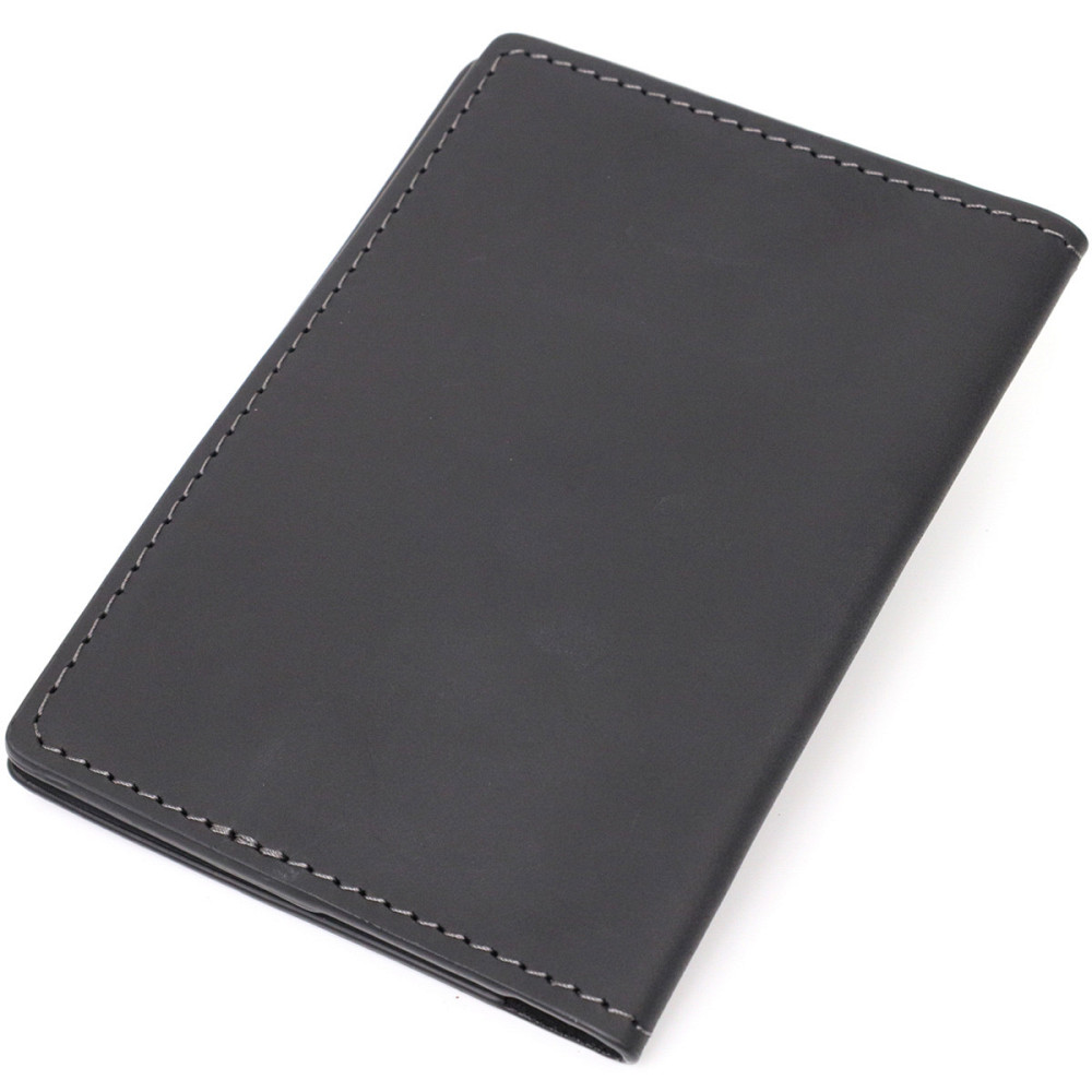 Надійна шкіряна обкладинка на паспорт з утримувачем для Apple AirTag GRANDE PELLE 11620 Чорний Київ - фото 5