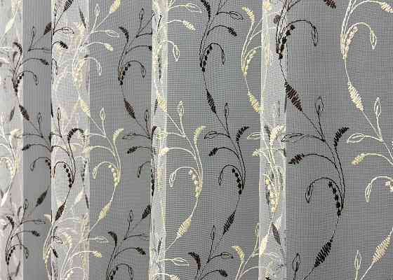 Тюль VR-Textil 1647т Фатин з вишивкою Молочний з венге 250х270 см (42-1106) Київ