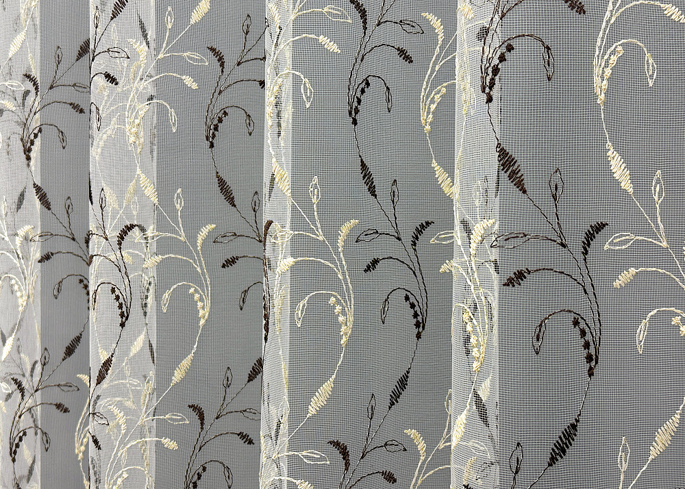 Тюль VR-Textil 1647т Фатин з вишивкою Молочний з венге 250х270 см (42-1106) Київ - фото 6