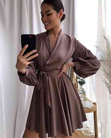 Женское вечернее романтичное мини платье шелк Шоколад Одесса