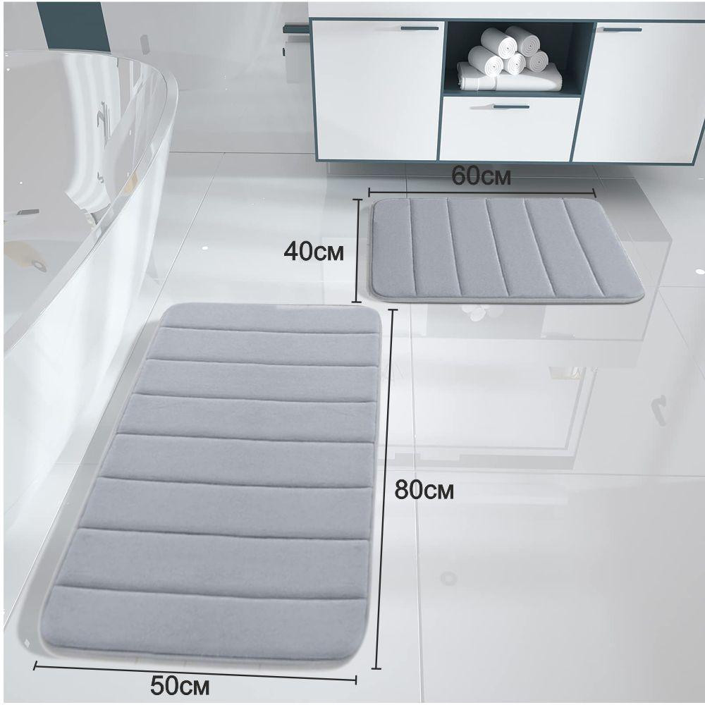 Набор 2 коврика для ванной Aquarius с эффектом памяти 50х80 см, 40х60 см  Темно-Бежевый в полоску Буча - изображение 2